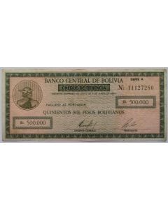 Bolivia 500 000 Pesos Bolivianos 1984 - Emissão Especial