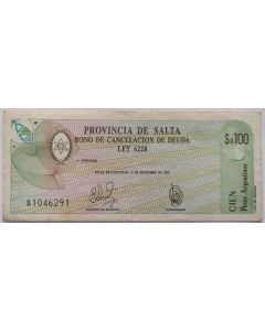 Salta (províncias argentinas) 100 Australes 1987