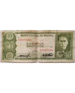 Bolívia 10 Pesos Bolivianos 1962