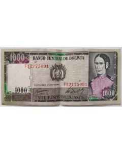 Bolívia 1000 Pesos Bolivianos 1982