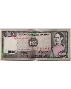 Bolívia 1000 Pesos Bolivianos 1982