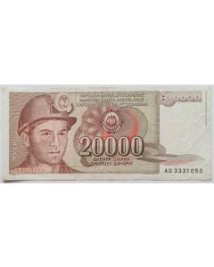 Iugoslávia 20.000 dinares 1987 