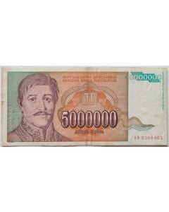 Iugoslávia 5.000.000 dinares 1993