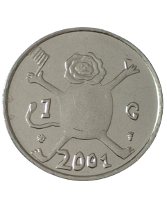 Holanda 1 Gulden 2001 - O Último Gulden, desenho infantil (Leão)
