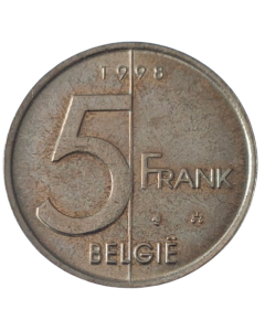 Bélgica 5 francos 1998 - Legenda em holandês