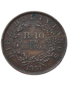 Bolívia 10 Bolivianos 1951