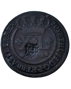 Brasil 40 Réis 1774 Com Escudete/47 pérolas/coroa baixa