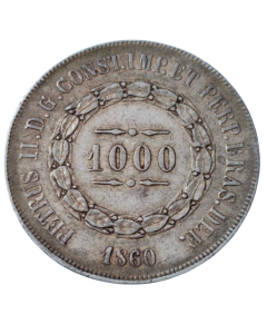 Brasil 1000 Réis 1860 (Data emendada) - Prata