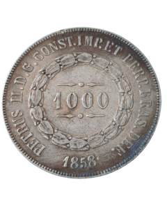 Brasil 1000 Réis 1858 - Prata