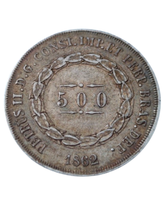 Brasil 500 Réis 1862 - Prata