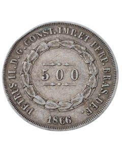 Brasil 500 Réis 1866 - Prata
