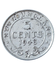 Domínio de Terra Nova (New Foundland) 5 Cents 1945 - Prata  