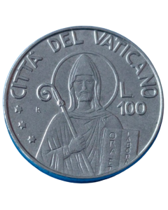 Vaticano 100 Liras 1990 - São Bento - Papa João Paulo II