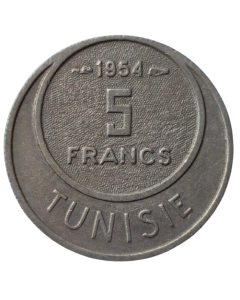 Tunísia 5 Francos 1954 - Protetorado Francês