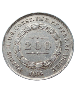 Brasil 200 Réis 1864 - Prata