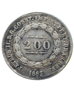 Brasil 200 Réis 1863 - Prata