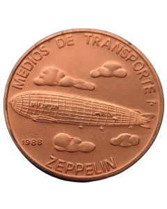 Cuba 1 Peso 1988 - Meio de Transporte: Zepelim