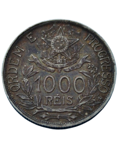 Brasil 1000 Réis 1913 - Estrelas Ligadas (Prata)