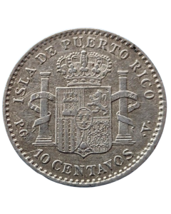 Porto Rico 10 Centavos 1896 - Prata