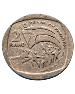 África do Sul 2 Rand 2004 - 10º Aniversário - Primeiras Eleições Multirraciais
