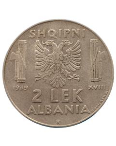Albânia 2 lekë 1939 - Ocupação italiana