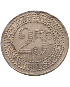 França Vichy 25 centavos 1922 - Token de salário 