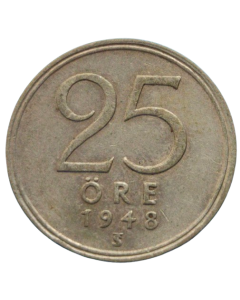 Suécia 25 öre 1948 - Prata