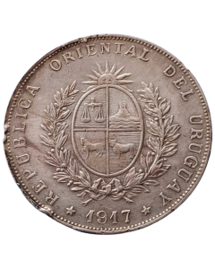 Uruguai 1 Peso 1917 - Prata