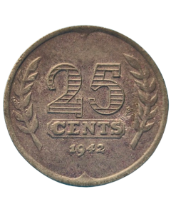 Holanda 25 cêntimos 1942 - Ocupação alemã 