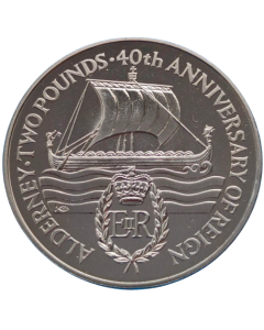 Alderney 2 Libras 1992 - 40º Aniversário - Ascensão da Rainha Isabel II