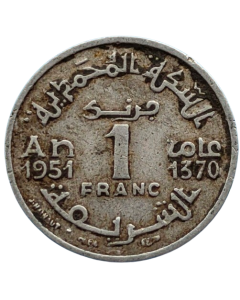 Marrocos 1 Franco 1951 - Protetorado francês