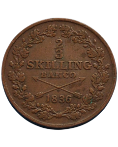 Suécia ⅔ skilling 1843