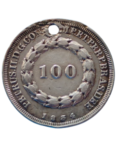Brasil 100 Réis 1834 - Prata