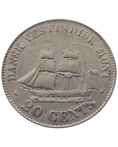 Índias Ocidentais Dinamarquesas 20 centavos 1859 - Prata