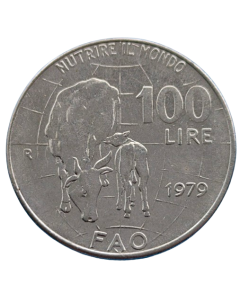 Itália 100 Liras 1979 - FAO  Organização Alimentar e Agrícola das Nações Unidas