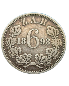 República Sul-Africana 6 Pence 1893 - Prata