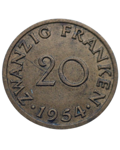 Protetorado do Sarre 20 Francos 1954 - Saarland