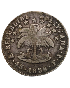 Bolívia 4 Soles 1856 "FJ" - Prata