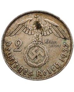 Alemanha - Terceiro Reich 2 reichsmark 1937 A (Prata) - "Item não promove ou glorifica a violência.."