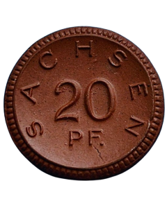 Saxônia 20 Pfennig 1921 - Notgeld (Porcelana)