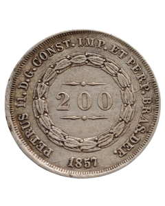 Brasil 200 Réis 1857 - Espinhos - Prata