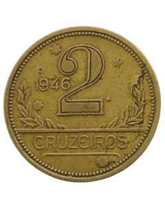 Brasil 2 Cruzeiros 1946 - Metal com escamação