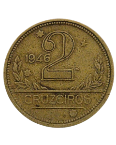 Brasil 2 Cruzeiros 1946 - Reverso Inclinado
