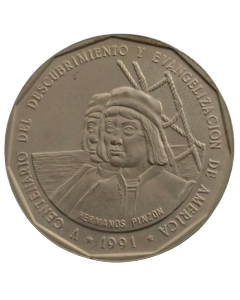 República Dominicana 1 Peso 1991 - 500º Aniversário - Descoberta e Evangelização da América