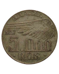 Brasil 5000 Réis 1937 - Santos Dumont (Prata)