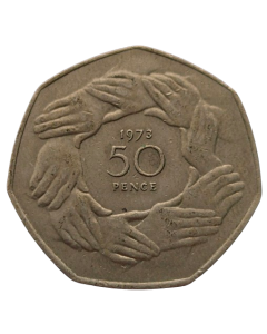 Reino Unido 50 Pence 1973 - Entrada na Comunidade Econômica Européia