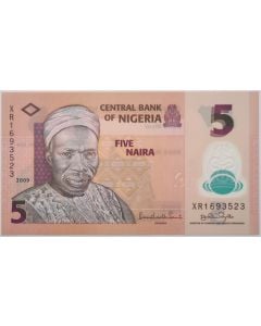 Nigéria 5 Naira 2009 FE - Polímero