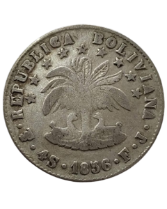 Bolívia 4 Soles 1856 FJ  (Prata)
