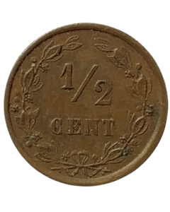 Países Baixos ½ centavo 1883 - Data Rara 