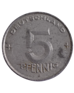 Alemanha Oriental (DDR)  5 Pfennig 1952 E